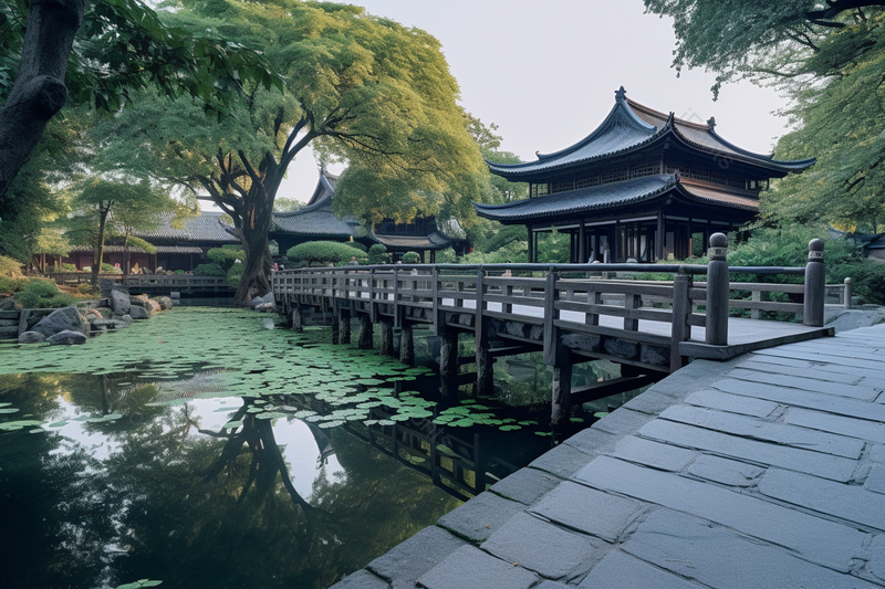清晨拙政园百年历史传统意境自然,高清,摄影图,摄影图片,图片大全,摄影图免费下载